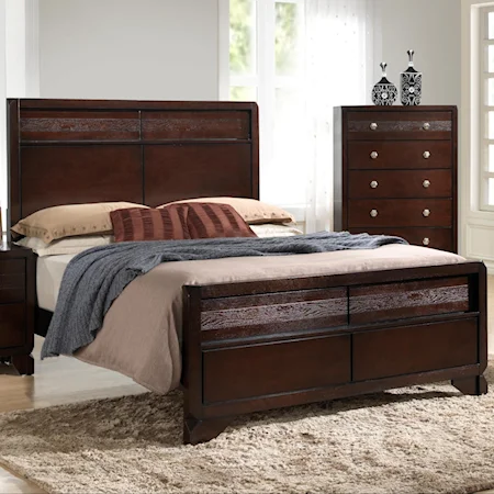 Transitional King Headboard and Footboard Bed